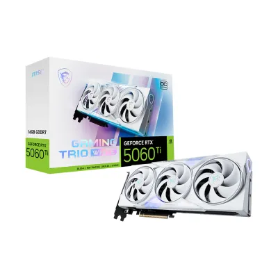 MSI 微星 GeForce RTX 5060 Ti 16G GAMING TRIO OC WHITE 魔龍三風扇顯示卡 (純白版 / G506T-16GTCW / 16GB GDDR7 / 原生PCIe 5.0 / 4螢幕輸出支援DP2.1b+HDMI2.1b / 超頻版) - 3年原廠保養