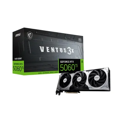 MSI 微星 GeForce RTX 5060 Ti 16G VENTUS 3X OC 三風扇顯示卡 (G506T-16V3C / 16GB GDDR7 / 原生PCIe 5.0 / 傳統標準8-pin供電 / 4螢幕輸出支援DP2.1b+HDMI2.1b / 超頻版) - 3年原廠保養