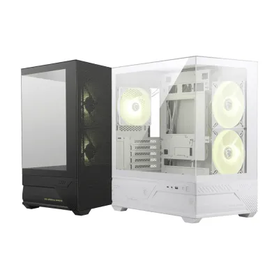 MSI 微星 MAG PANO M110R PZ 白色 迷你塔式全景海景房機箱 (純白版 / M-ATX/ITX背插支援 / 預裝3組ARGB風扇含側向雙140反葉+後置120 / 頂置360水冷排 / 270度無立柱全景 / 5槽PCI擴充) - 2年原廠保養