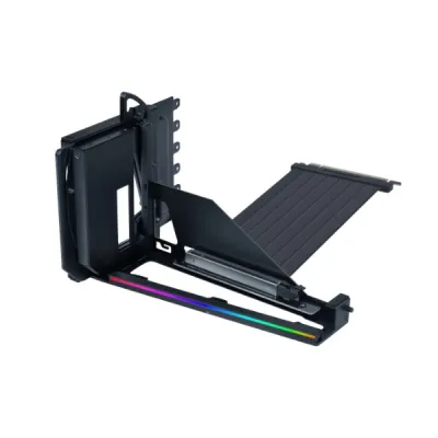 LIAN LI 聯力 4槽垂直GPU套件（VG4v4）通用型顯卡垂直轉接支架 (PCIe 5.0 / 4-Slot 厚卡支援 / 三段高度與多角度可調 / 5V ARGB / 承重 10kg)