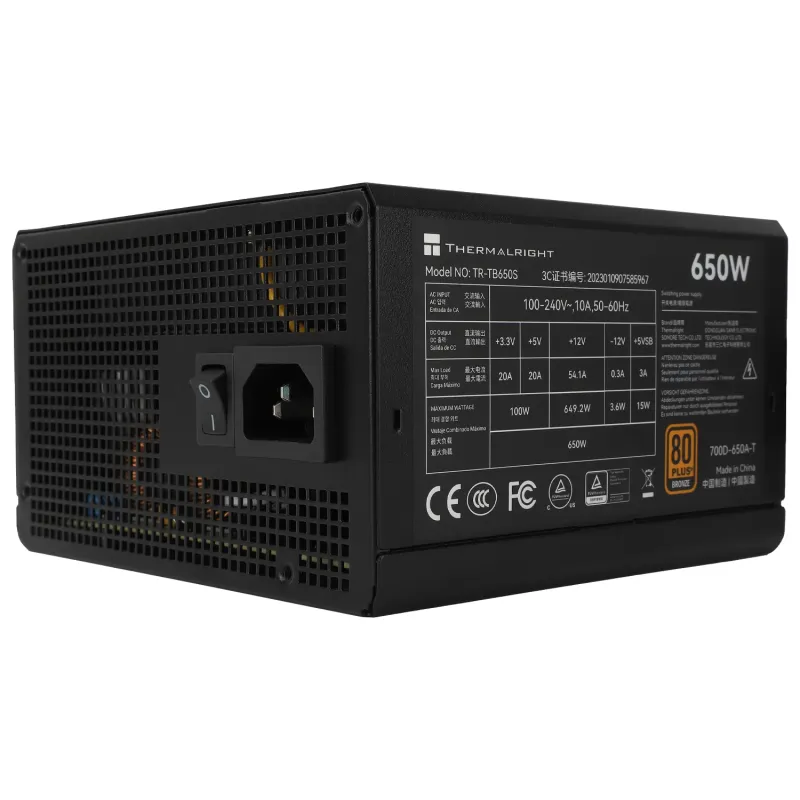Thermalright 利民 TG-650S 650W 80 PLUS 金牌 直出線 ATX 電源供應器 (140mm短機身 / 120mm靜音風扇 / 全電壓支援 / 5年保固)