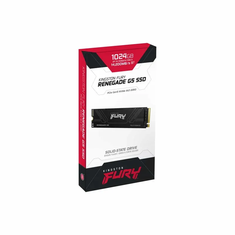 Kingston 1TB FURY Renegade G5 SFYR2S/1T0 PCIe Gen5 NVMe M.2 SSD (R:14,200 MB/s / W:11,000 MB/s) - 5年保養 - 1TB